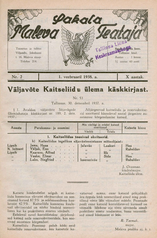 Sakalamaa Maleva Teataja ; 2 1938-02-01