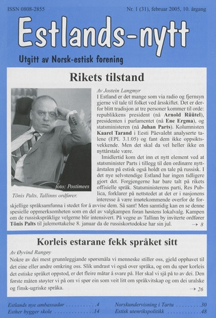 Estlands-nytt : allment tidsskrift for Estlands-interesserte ; 1 (31) 2005-02