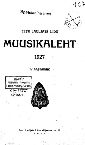 Muusikaleht ; sisukord 1927