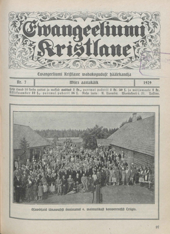 Evangeeliumi Kristlane : Tallinna Immaanueli Evangeeliumi Kristlaste vabausuühingu häälekandja ; 7 1929