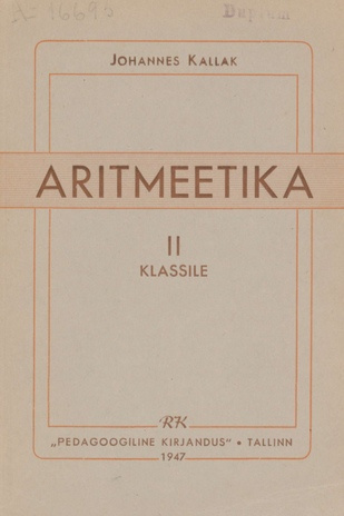 Aritmeetika II klassile