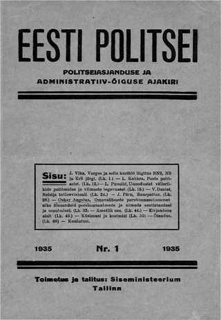 Eesti Politseileht ; 1 1935