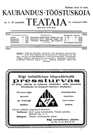 Kaubandus-tööstuskoja Teataja ; 5 1928-02-24