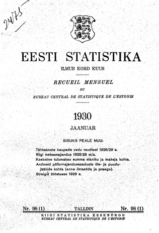 Eesti Statistika : kuukiri ; 98 (1) 1930-01