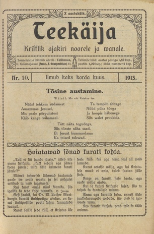 Teekäija : Eesti Baptisti Koguduse Ühenduse häälekandja ; 10 1913
