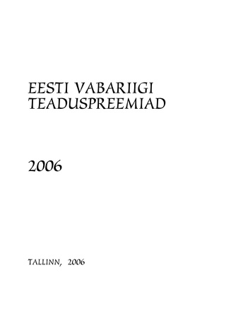 Eesti Vabariigi teaduspreemiad ; 2006