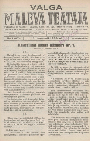 Valga Maleva Teataja ; 1 (87) 1933-01-10