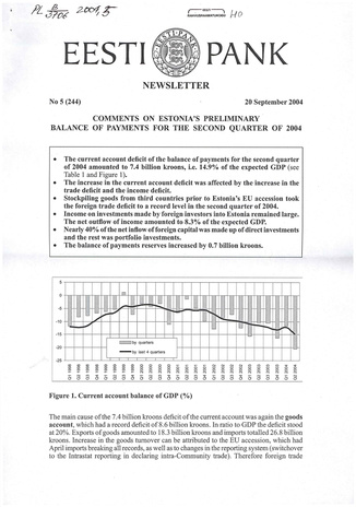 Eesti Pank : newsletter ; 5 (244) 2004-09-20