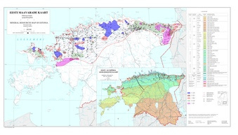 Eesti maavarade kaart : diktüoneemakilt (graptoliitargilliit) = Mineral resources map of Estonia : Dictyonema shale (graptolite-argillite) 
