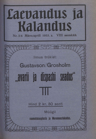 Laevandus ja Kalandus ; 3/4 1933-03/04