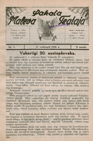Sakalamaa Maleva Teataja ; 3 1938-02-17