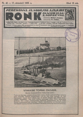 Ronk : perekonna ja noorsoo ajakiri ; 42 1925-10-17