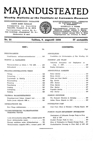 Majandusteated ; 31 1938-08-09
