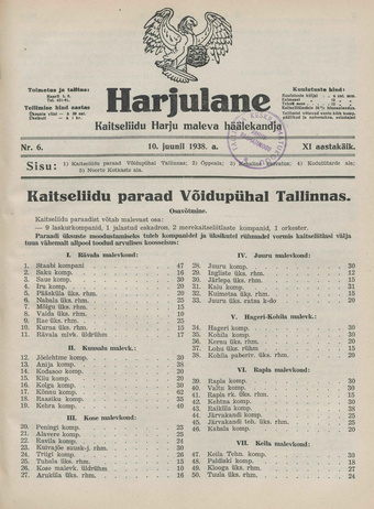 Harjulane : Kaitseliidu Harju Maleva häälekandja ; 6 1938-06-10