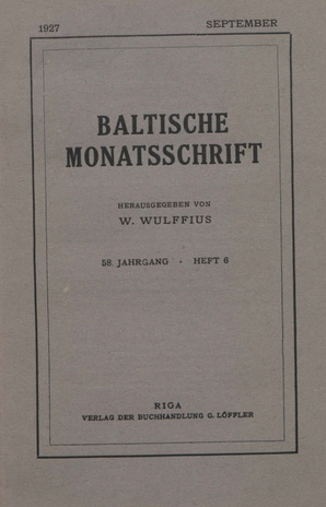 Baltische Monatsschrift ; 6 1927-09