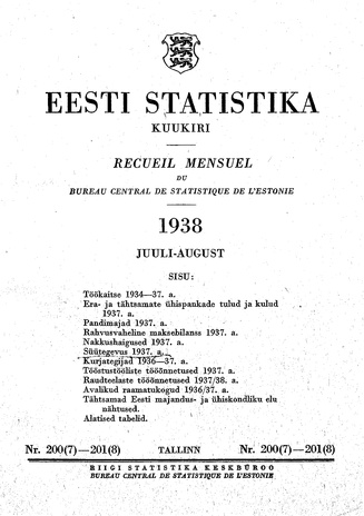 Eesti Statistika : kuukiri ; 200-201 (7-8) 1938-07/08