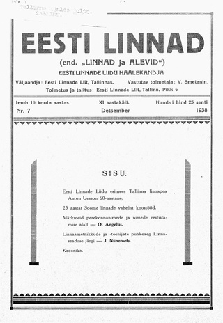 Linnad ja Alevid ; 7 1938-12