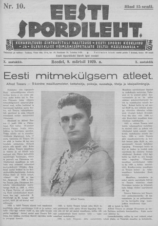 Eesti Spordileht ; 10 1929-03-08