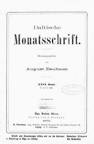 Baltische Monatsschrift ; 6-7 1879
