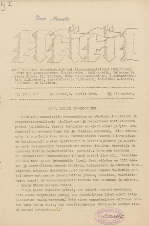 Hääl : [Tallinna Rahandustehnikumi õpilaste ajakiri] ; 6(199) 1946-04-06