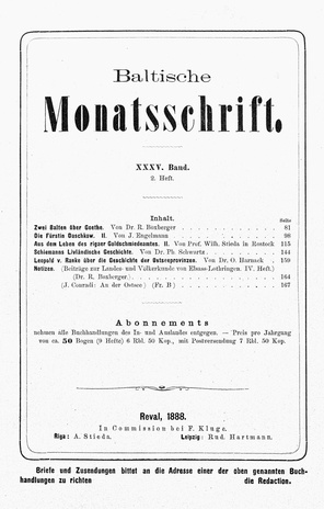 Baltische Monatsschrift ; 2 1888