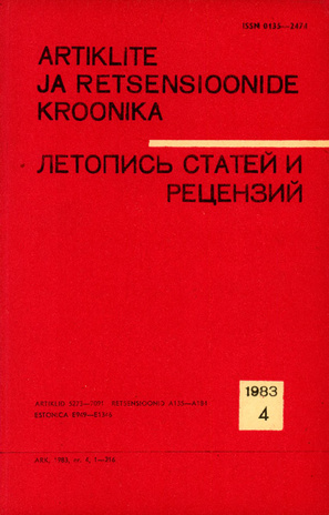 Artiklite ja Retsensioonide Kroonika = Летопись статей и рецензий ; 4 1983-04