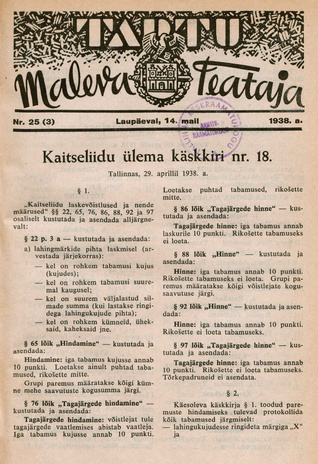 Tartu Maleva Teataja ; 25 (3) 1938-05-14