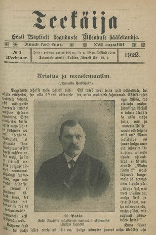 Teekäija : Eesti Baptisti Koguduse Ühenduse häälekandja ; 2 1922-02