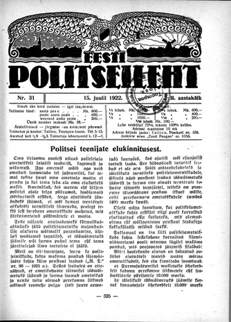 Eesti Politseileht ; 31 1922