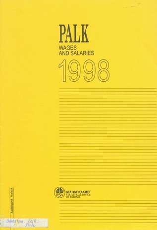 Palk : aastakogumik = Wages and salaries : yearbook 1998 ; 1999-09
