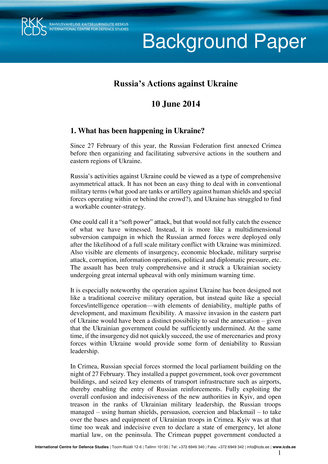 Russia’s Actions against Ukraine : 10 June 2014 