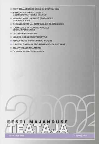 Eesti Majanduse Teataja : majandusajakiri aastast 1991 ; 10 (137) 2002