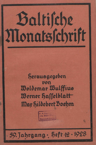 Baltische Monatsschrift ; 12 1928
