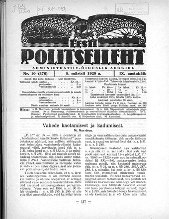 Eesti Politseileht ; 10 1929