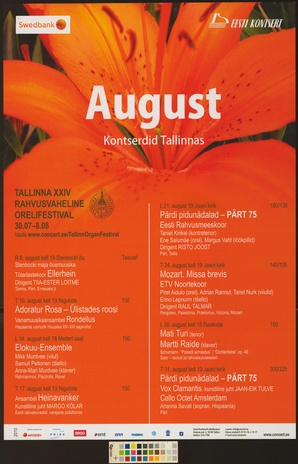August : kontserdid Tallinnas 
