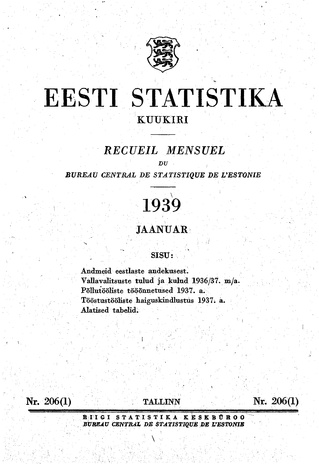 Eesti Statistika : kuukiri ; 206 (1) 1939-01