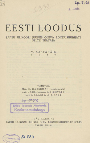 Eesti Loodus ; 1 1937-02-15