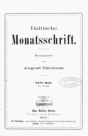 Baltische Monatsschrift ; 11-12 1879