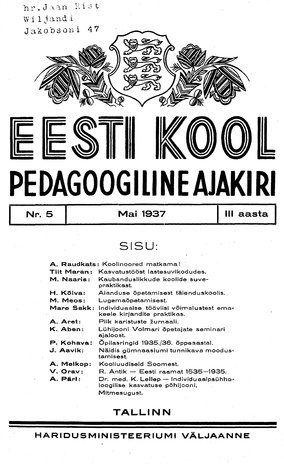 Eesti Kool ; 5 1937-05