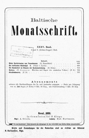 Baltische Monatsschrift ; 8-9 1888