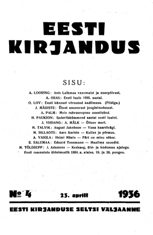 Eesti Kirjandus ; 4 1936