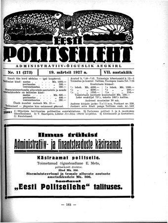 Eesti Politseileht ; 11 1927