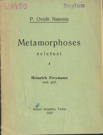 P. Ovidii Nasonis Metamorphoses : seletusi. I