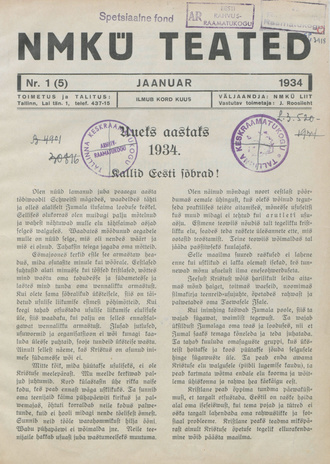 NMKÜ Teated ; 1 (5) 1934-01