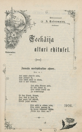 Teekäija : Eesti Baptisti Koguduse Ühenduse häälekandja ; 11 1904-09-20