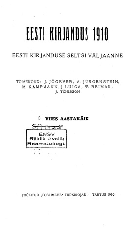 Eesti Kirjandus ; 10 1910