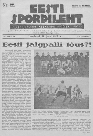 Eesti Spordileht ; 22 1927-06-11