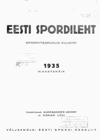 Eesti Spordileht ; 1 1935-01-24