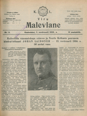 K. L. Viru Malevlane ; 3 1934-02-07