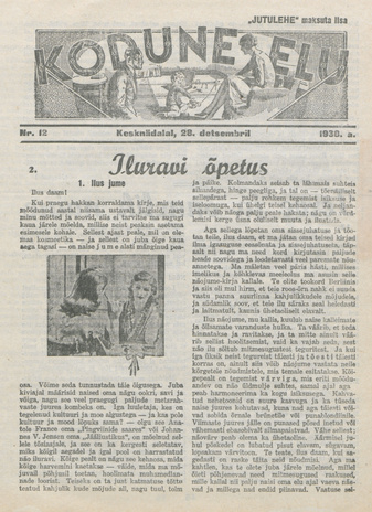 Kodune Elu : [kodukultuuri ajakiri] : "Jutulehe" maksuta lisa ; 12 1938-12-28